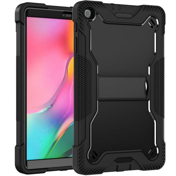 Dteck Case for Samsung Galaxy Tab A 10.1-inch T510 T515 (2019 Released),3-Layers Multi-functional Case Shockproof Rubber Case Hybrid Hard Kickstand Protective Cover without Screen Protector,Black