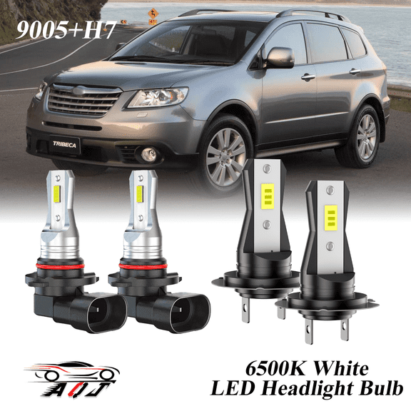 Compatible with Subaru Tribeca 2008-2014 LED Headlight KIT High Low Beam Combo Bulbs (Pack of 4) , 6500K White 10,000LM Super Bright, Plug and Play