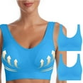 thumbnail image 3 of Bigersell Women 2 Pack Sports Bras Ladies V-Neck Cami Bras Padded Bralettes Comfortable Soft Pullover Bras Workout Running Yoga Sports Bra No Underwire W-2-Blue 6XL, 3 of 8