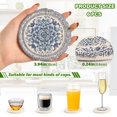 thumbnail image 3 of Haosy Set of 6 Drink Woven Coaster with Holder Heat Resistant Non-Slip Bar Coasters 4 Inches Blue Porcelain Chrysanthemum, 3 of 7