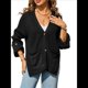 thumbnail image 1 of Suéter de Punto Grueso para Mujer, Cárdigan de Larga con Cuello en V, Botones y Bolsillo para Otoño e Invierno. Negro L, 1 of 10