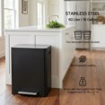 thumbnail image 4 of Innovaze 16/60L Gallon Stainless Steel Dual-Compartment Recycling Trash Can for Kitchen, Matte Black, 4 of 9