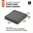 thumbnail image 4 of Classic Accessories Montlake FadeSafe Water-Resistant Patio Chair Seat Cushion, 21 x 21 x 3 inch, Light Charcoal, 4 of 23