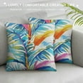 thumbnail image 3 of PRATYUS Outdoor Throw Pillow Covers Tropical Palm Blue Watercolor Flowers Leaves Summer Decorative Soft Bedroom Pillow case Cushion Couch 12x12in, 3 of 5