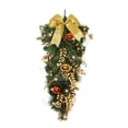 thumbnail image 3 of Corona colgante de puerta de al revés de Navidad, lazos exquisitos para festivales, decoración navideña, corona navideña para ventanas de Amarillo con luz, 3 of 8