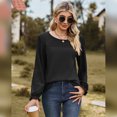 thumbnail image 2 of IWEMEK Women Tops Casual Fall Long Poet Sleeve Blouses Round Neck Fashion Chic T-Shirts Comfy Dressy Black Tee Size L, 2 of 7