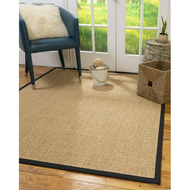 Natural Area Rugs Studio Custom Sisal Rug, 8' x 10', Oval Black Border