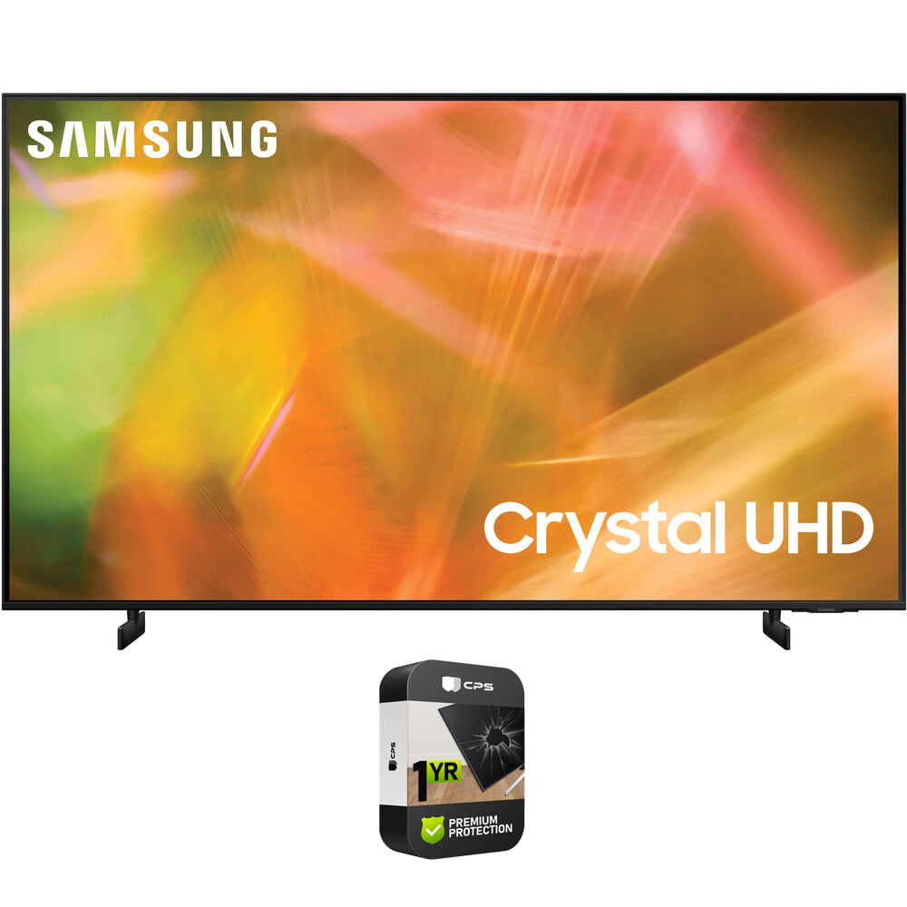Samsung UN43AU8000 43 Inch 4K Crystal UHD Smart LED TV (2021) Bundle with Premium Extended Warranty