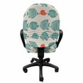 thumbnail image 3 of Nautical Office Chair Slipcover, Marine Theme Underwater Animals Different Kind Blue and Red Fishes Images, Protective Stretch Decorative Fabric Cover, Standard Size, Multicolor, by Ambesonne, 3 of 5