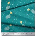 thumbnail image 2 of Soimoi Green Poly Georgette Fabric Musical Symbol & Star Printed Fabric 1 Yard 52 Inch Wide, 2 of 3