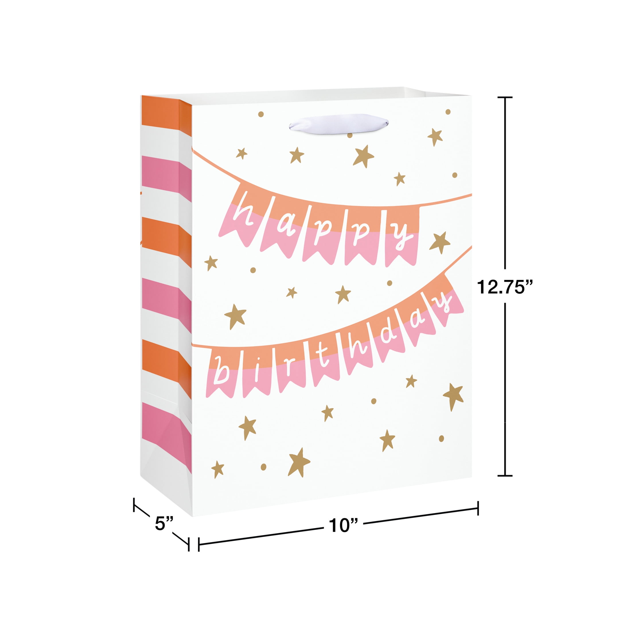 American Greetings 12.75 in. Large White Birthday Gift Bag for Her, Banner (1-Count)