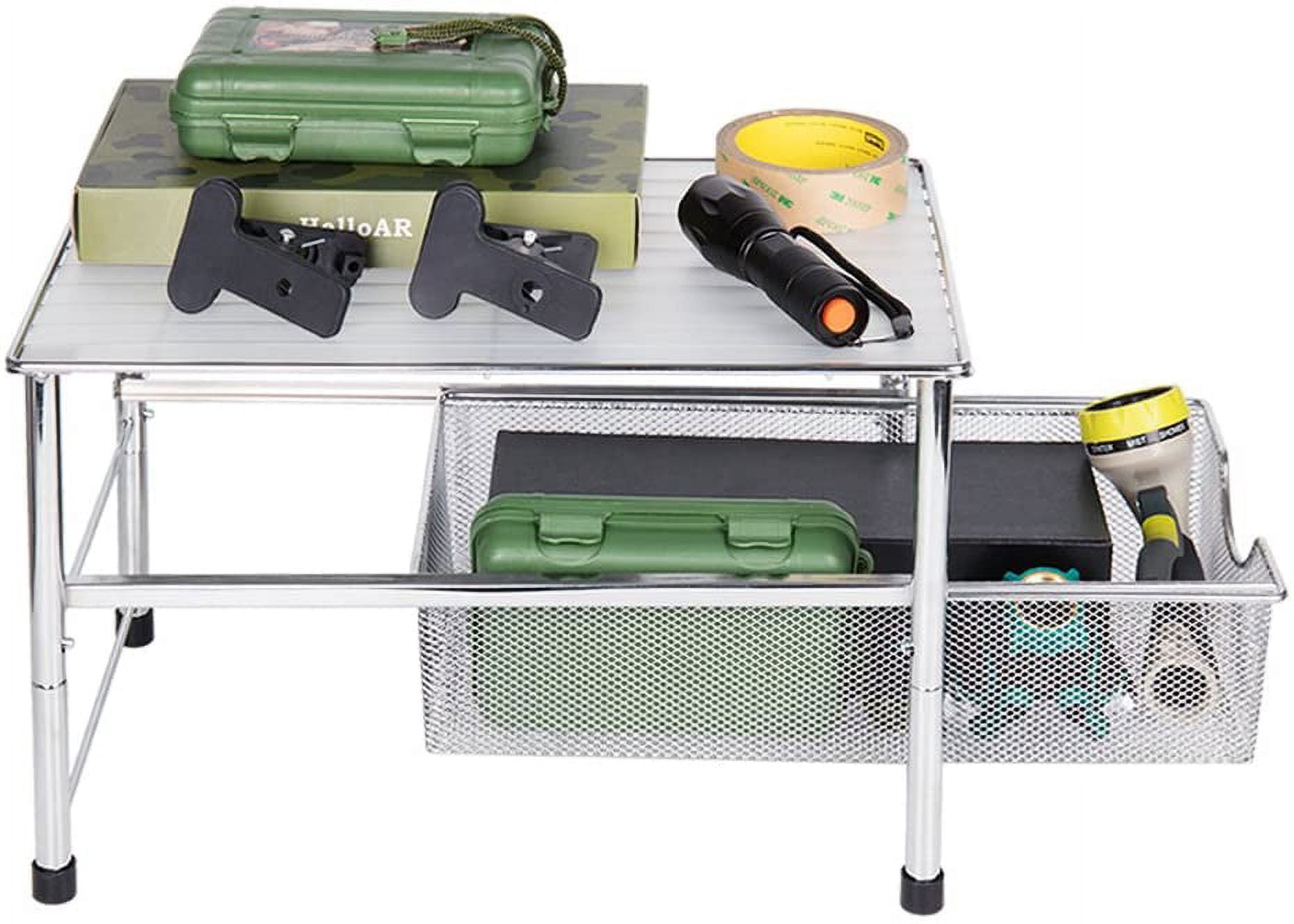 Under Sink Organizer, Sliding Mesh Basket Organizer Drawer Chrome