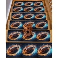 thumbnail image 2 of Stair Treads for Wooden Steps, Rugby Peel and Stick Stair Treads with Reusable Adhesive, Football Flame Modern Abstract Art Non Slip Indoor Stairs Runner Rugs Mats for Elders Dogs 8"x30" 15PCS, 2 of 7