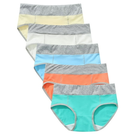 

Zerlibeaful Women Underwear Brief Panties 5PC Patchwork Panties Knickers Bikini Underpants