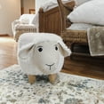 thumbnail image 4 of Critter Sitters 15" Seat Height Plush Animal Shape Ottoman Furniture for Nursery, Bedroom, Playroom & Living Room Decor (White Sheep), 4 of 14
