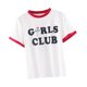 thumbnail image 5 of Camiseta del club de las mujeres BLESIY, Letras cuello cortas, Borde rojo, casual, 2XL, 5 of 8