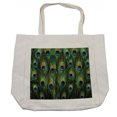 thumbnail image 1 of Peacock Shopping Bag, Peacock Tail Feathers Tropical Exotic Animals Close-up Picture Art, Eco-Friendly Reusable Bag for Groceries Beach and More, 15.5" X 14.5", Cream, by Ambesonne, 1 of 2