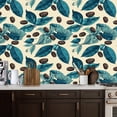 thumbnail image 2 of Coffee Shop Peel and Stick Wallpaper Vintage Botanical Coffee Plant Blue Leaves Beans Wall Mural 17.7in x 9.8ft Self Adhesive Removable Wall Paper Renter Friendly Wallpaper for Bakery Coffee Lover, 2 of 8