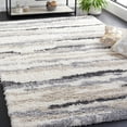 thumbnail image 2 of SAFAVIEH Fontana Shag Damjana Striped Plush Area Rug, Ivory/Grey, 9' x 12', 2 of 8