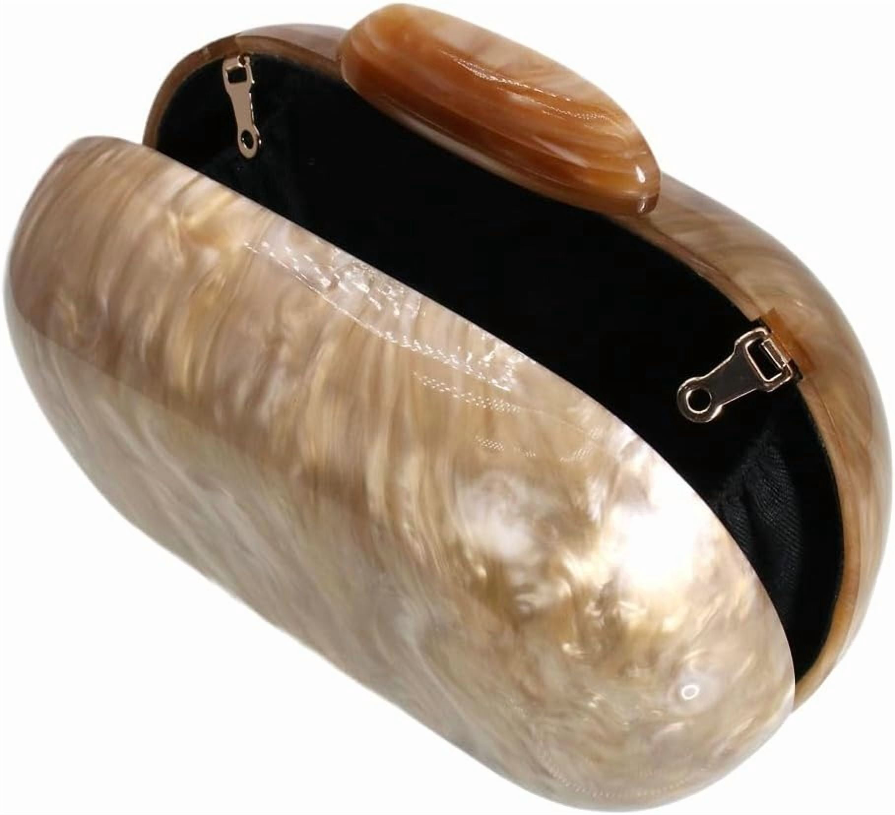 Kwuty Acrylic Evening Clutch Bag for Women Shell Shape Shoulder Crossbody Bag Glitter Marble Purse Handbag