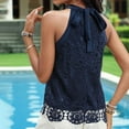 thumbnail image 4 of Womens Sleeveless Tops Lace Neck Blouse Solid Lace Crew Neck Tank Top 4xl Blouse Tang Top Shirt Women Camisole with Bra Women Shirts Women Loose Top Women 4 Piece Outfits for Women Athlete Tops, 4 of 8
