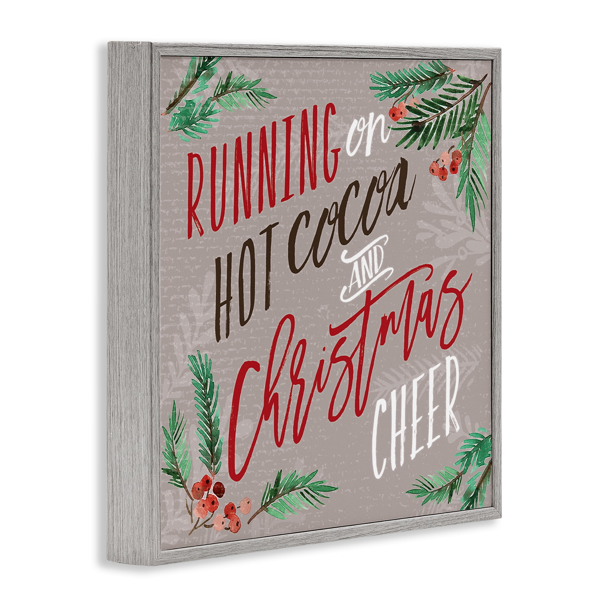 Stupell Industries Cocoa & Christmas Cheer Holiday Painting Gray Framed Art Prints Wall Art, 17 x 17