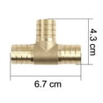 thumbnail image 2 of 19mm Brass Hose Barb joiner T-Shaped 3 Way Connector Adapter for Air Water Oil Pipe, 2 of 4