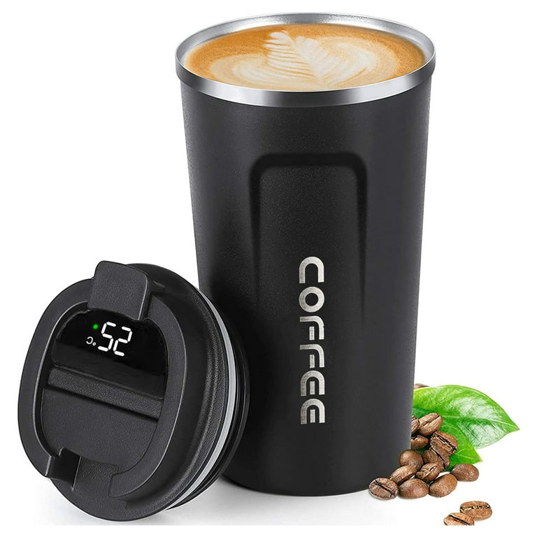 De'Longhi Hot Coffee Travel Mug Ceramic Thermal Double Wall + Silicone Lid, 10 oz, Globetrotter Theme