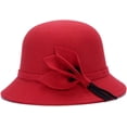 thumbnail image 3 of CoCopeaunts Women Bucket Hat Autumn Winter Warm Basin Hat Flower Wide Brim Wool Felt Caps Solid Color Ladies Grace Bucket Cap, 3 of 8