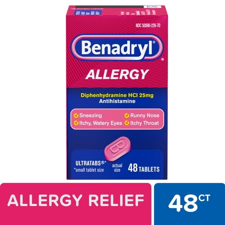 Benadryl Ultratabs Antihistamine Cold & Allergy Relief Tablets, 48 Ct