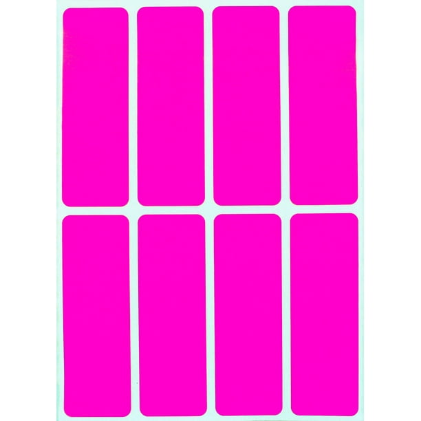 Rectangular Color coding labels 3 x 1 inches, Rectangle label in Neon Pink name tags for kids - 40 pack by Royal Green
