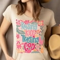 thumbnail image 4 of Raising Kids and Trusting God T-Shirt for Women | Christian Mom Floral Tee, Aqua, L, 4 of 6