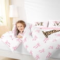 thumbnail image 3 of Erosebridal Initial Alphabet M 7-Piece Twin Bedding Sets,Princess Bowknot Wild Cheetah Pattern Bedding Comforter Set For Bowtie Girls,Reversible, 3 of 7