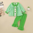 thumbnail image 3 of HCNTES Girls Fall Winter Outfits 6 12 18 24 Months 1T 2T 3T 4T Baby Girls Infant Clothing Soft Christmas Plaid Ruffled Set Embroidered Long-Sleeve Top and Solid Flared Pant 2PCS Set, 3 of 7