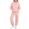 thumbnail image 2 of Piuwrlz 2pcs Hood Jogger Set Toddler Girls Fleece Sweatsuits Sets Plush Hoodies and Sweatpants Pink Size 3-4Years, 2 of 6