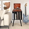 thumbnail image 5 of 2BHOME Soporte de madera para tocadiscos LP con 4 gabinetes, capacidad para hasta 100 vinilos, soporte de almacenamiento de discos de metal y mesa organizadora, diseño clásico para archivos/libros (mo, 5 of 5