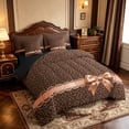 thumbnail image 2 of Manfei Vintage Leopard Pattern 7pcs Queen Bedding,Modern Chic Bowtie Bedding Comforter Set Queen,Black Reversible, 2 of 7