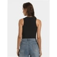 thumbnail image 4 of Womens Sleeveless Racerback High Neck Casual Basic Ribbed Fitted Tank Top, 4 of 5