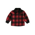 thumbnail image 1 of Bagilaanoe Toddler Baby Boy Shirts Jacket Plaid Long Sleeve Button-Down Shacket Coat with Pockets 18M 24M 3T 4T 5T 6T Kids Fall Casual Outwear, 1 of 8
