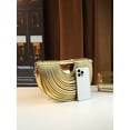 thumbnail image 4 of Remanland Women's Metallic Textured Crescent Evening Clutch Bag, Gold, 4 of 10