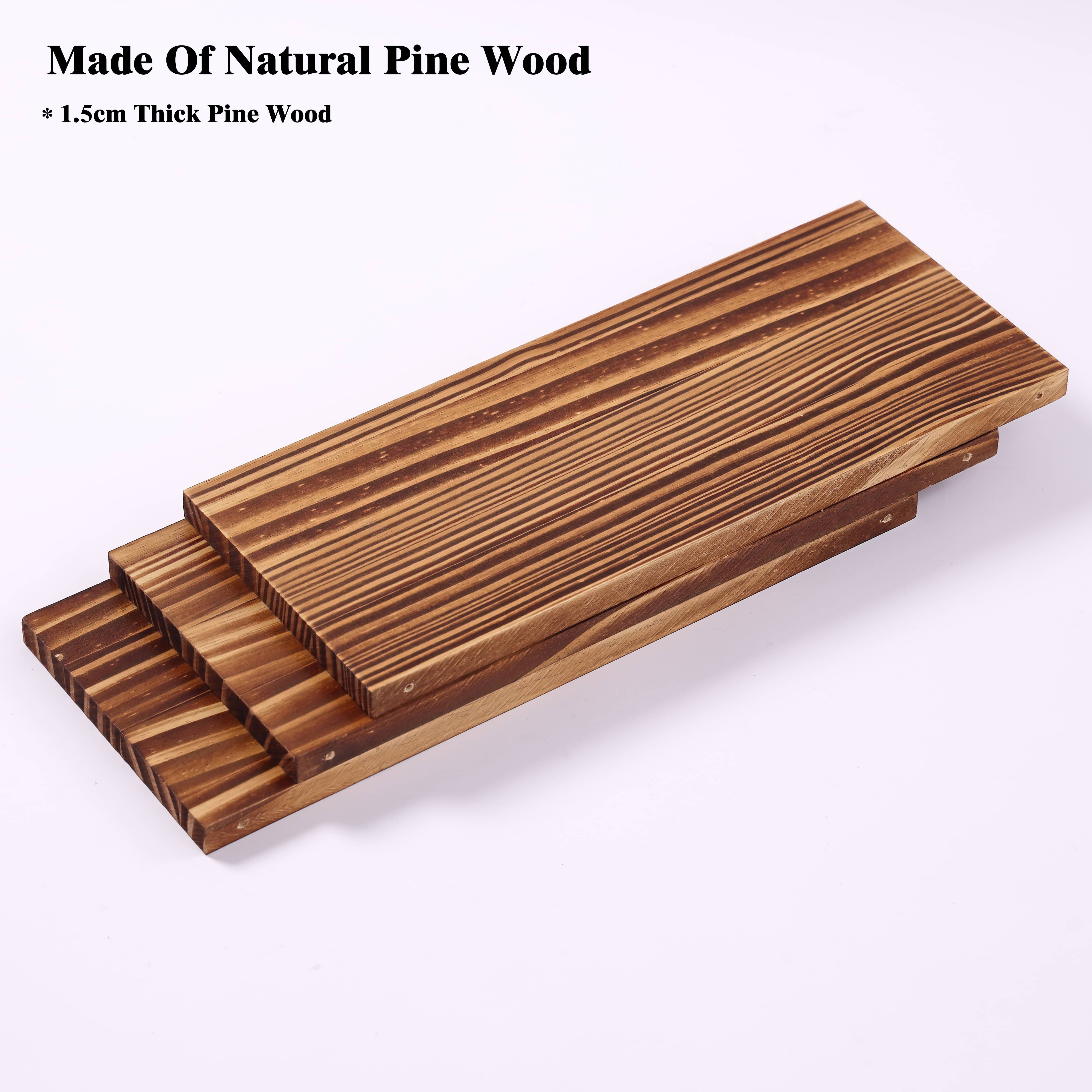 Floating Shelves for Wall Decor 14"x6" 3-Tier, No-Drill Natural Pine Wood Shelf for Projector Mount , Router, Modem, Cable Box,Xbox,mac-mini2024,Switch,Game Controller, for Living Room,Bedroom,Office
