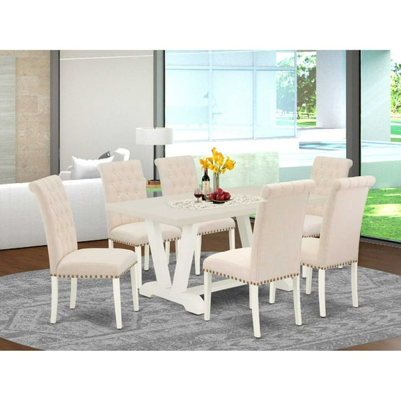 East West Furniture X-Style 9-piece Wood Dining Room Set in Gray