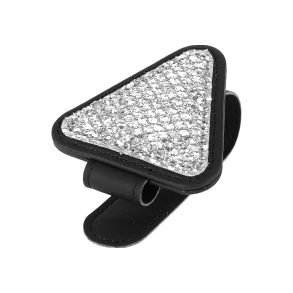 Unique Bargains Car Sunglasses Clip with Magnetic Universal Sun Visor Eyeglasses Holder Clip PU Leather Black/Silver Tone 8x6cm 1 Pcs
