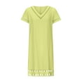 thumbnail image 3 of Munlar Women's Loose Midi Dress Cotton Linen Yellow T Shirt Dress Summer Casual Short Sleeve Sundress, 3 of 5