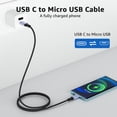 thumbnail image 2 of USB C to Micro USB Cable,3.3FT Nylon Braided, Micro USB to USB C Cable, 3A Charging&480Mbps Data Transmission, for Type C Wall Chargers/PS4/Xbox One/Android（gray）, 2 of 8