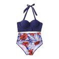 thumbnail image 1 of EYIIYE Women Flower Print Bikini Set High Waist Swimming Suits, 1 of 6
