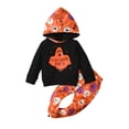 thumbnail image 2 of goowrom Kids Halloween Tracksuit, Ghost Letters Hooded Sweatshirt +Skull Pants, 2 of 9