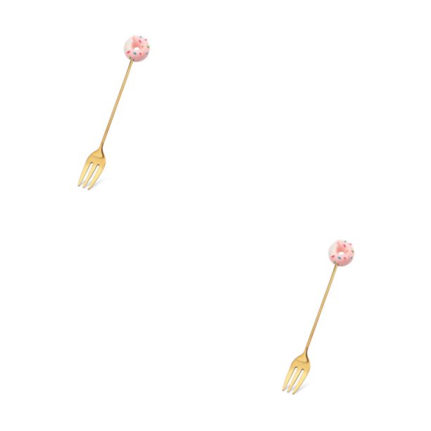 Naiovety Vajilla de restaurante Adorable de dibujos animados, vajilla portátil reutilizable de acero inoxidable, vajilla para ensalada, postre, Rosquilla Tenedor Rosa 2piezas