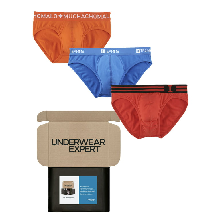 Underwear Expert Men's Briefs Curated Mystery Box, 3 Pairs