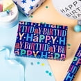 thumbnail image 6 of HOMERALBlue Birthday Wrapping Paper Roll - Colorful Happy Birthday Letters with Metallic Foil Shine & Stars Reversible Gift Wrap for Boys Baby Shower, Party - Mini Roll - 17 Inch x 33Feet, 6 of 6